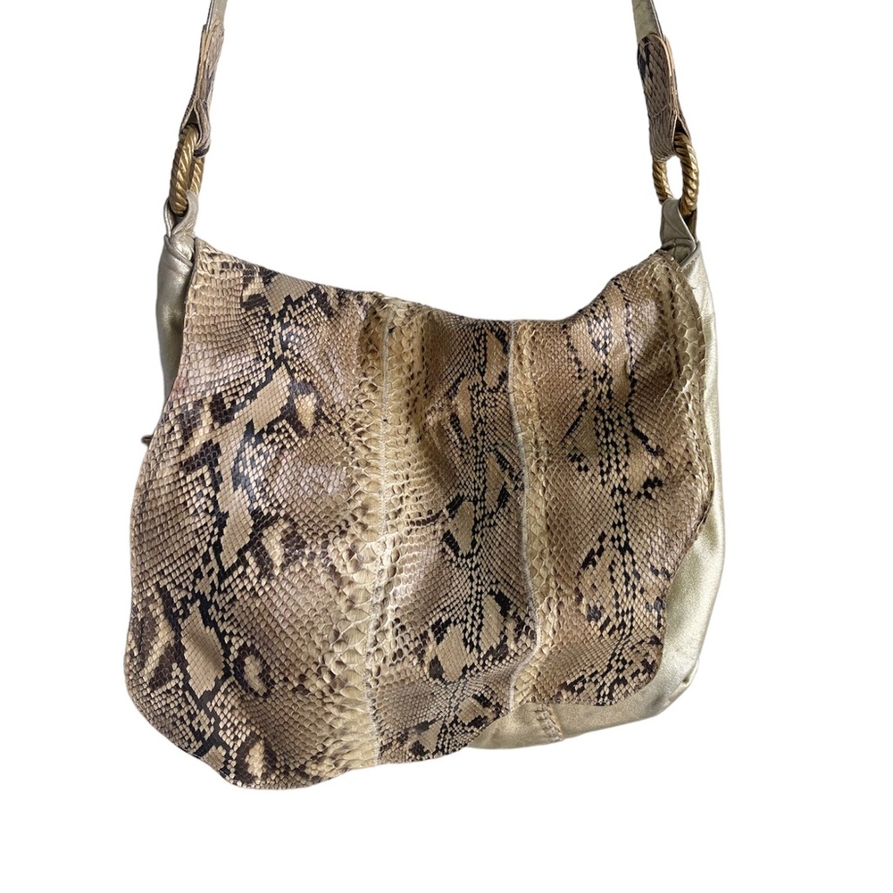 Chi by Falchi - Metallic Gold and Snakeskin  1990’s with long Shoulder Strap